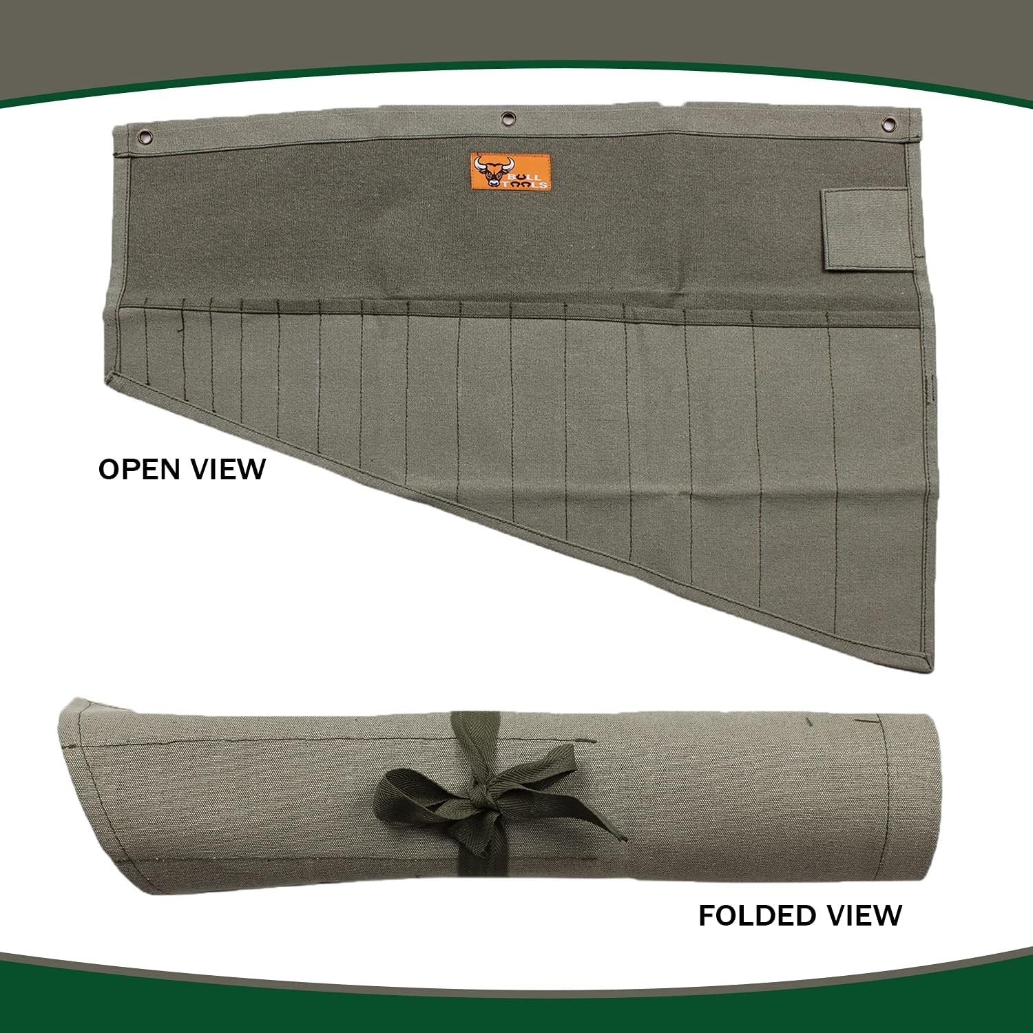 Durable 16 Pocket Tool Bag – Portable Canvas Wrench Organizer for Professionals