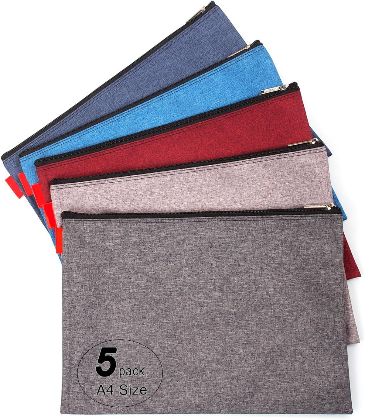 5 Pack Canvas Zipper Tool Bag Set, 13.3″ X 9.4″ 14Oz Heavy Duty Waterproof Multi