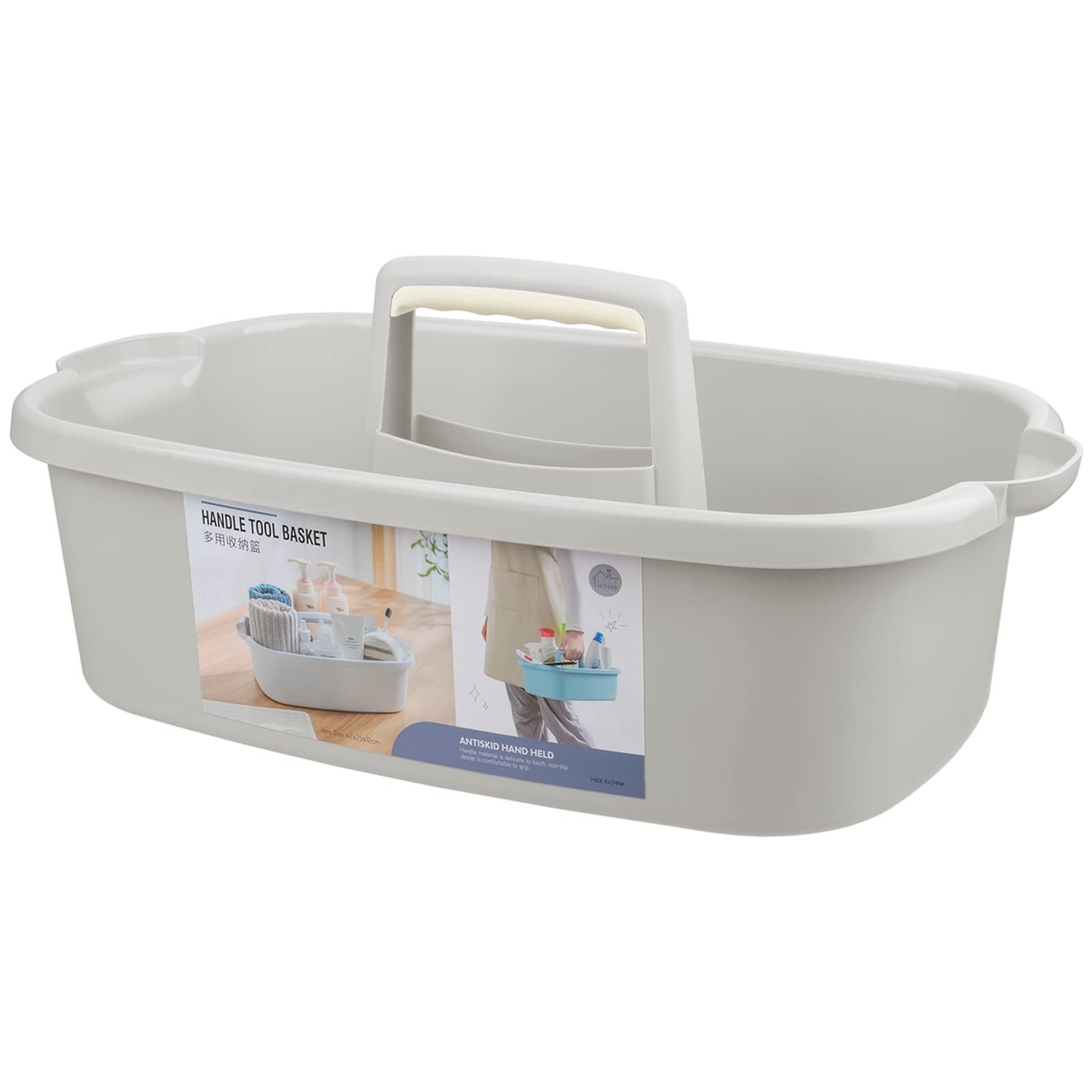 Light Grey Portable Organizer Caddy w/ Handle for Shower, Home, Dorm & Garden