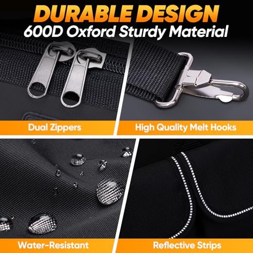 Heavy Duty Tool Bag with Multi-Pockets, Portable Tool 12″ Standard Base Black