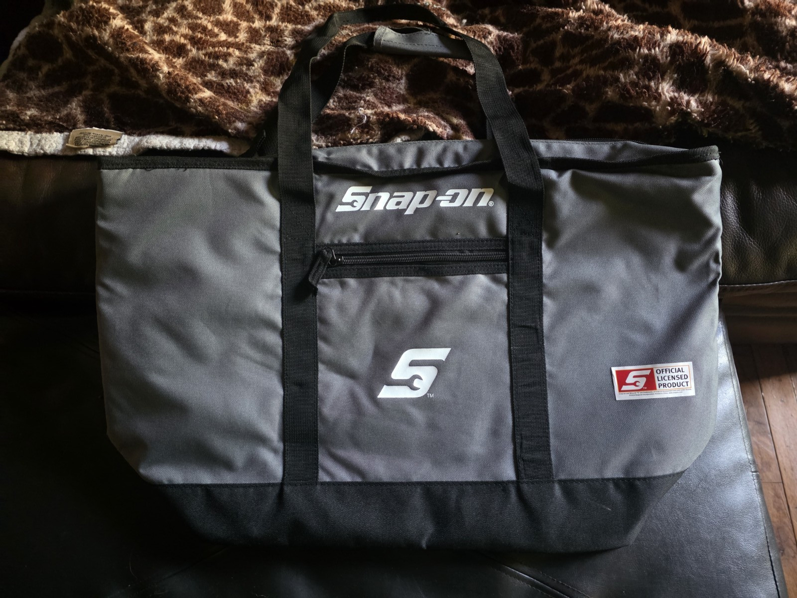 Snap-on Gray/Black Fabric Tool Bag Tote w/ Handle Zipper Closure