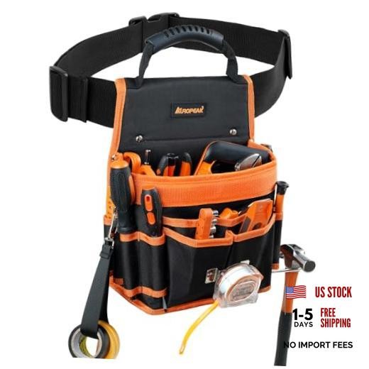 Tool Belt Pouch, 22 Pockets with Hammer Loops & Tape Clip | Durable Nylon