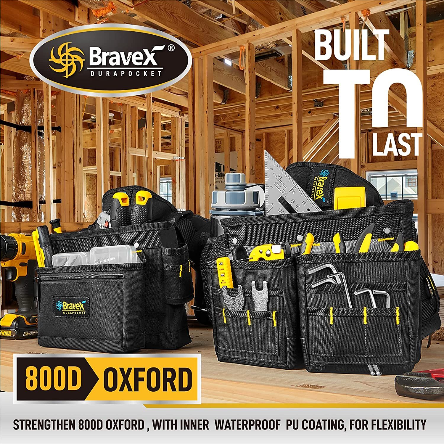 Bravex Tool Belt Suspenders Tool Vest Pro Ultra 20 Bags Y-Style Toolbelt 5 Combo