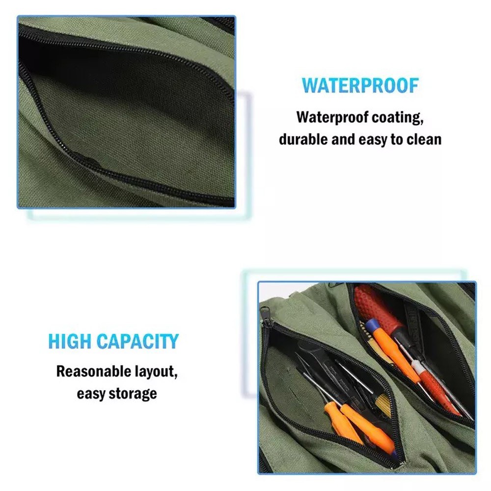 Multi-Purpose Tool Bag Roll Up Wrench Pouch Easy Carry Hanging 5 Organize Pocket