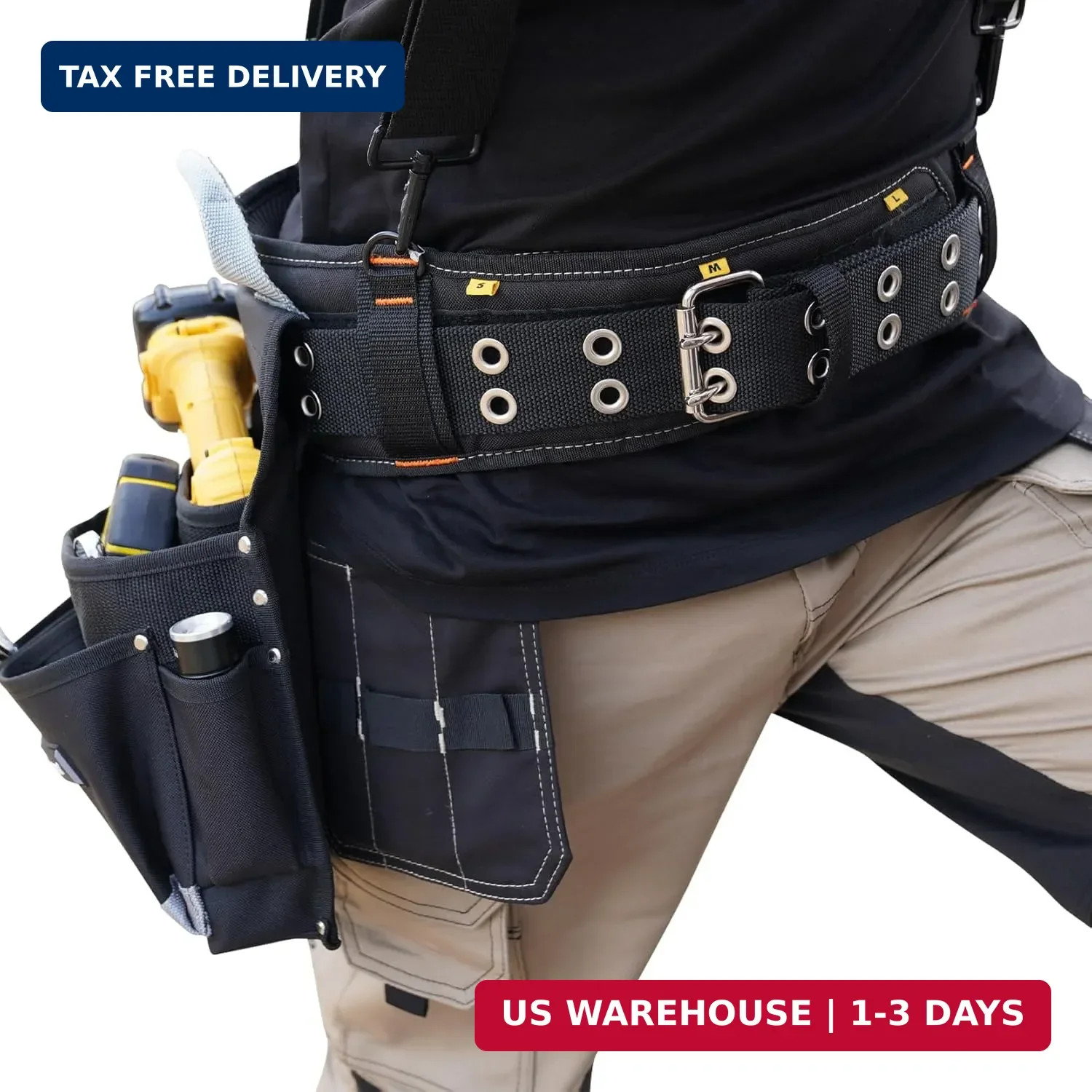Zeluga 20-222 Heavy Duty Polyester Tool Rig Padded Belt, Black