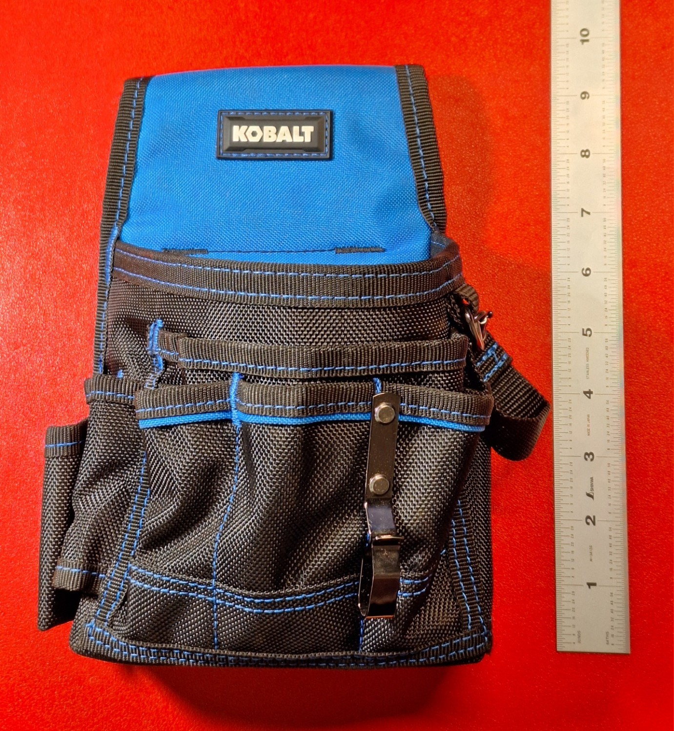 Kobalt Polyester Technician Tool Pouch 9 Pockets Belt Attachment & Snap Clip NEW