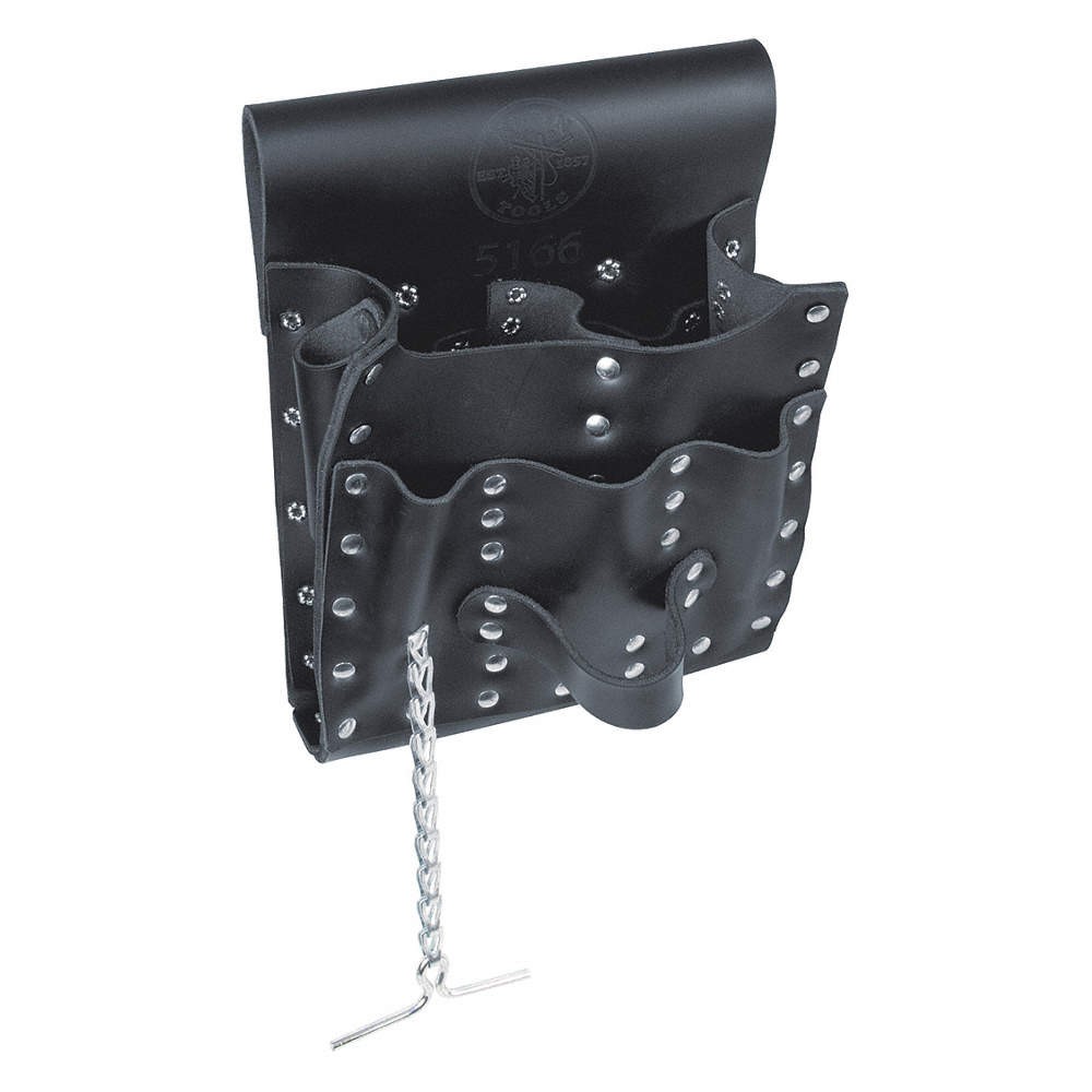 KLEIN TOOLS 5166 Black,Tool Pouch,Leather 5LL50