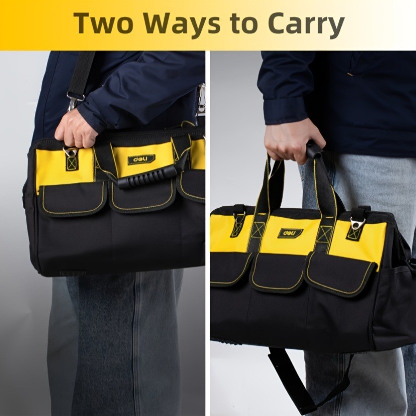 13 Inch Heavy Duty Contractor Tool Bag with 15 Pockets and Adjustable Strap