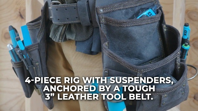 Full Grain Leather Tool Pouches – Double Stitching, Rivet Reinforced Pockets, Du