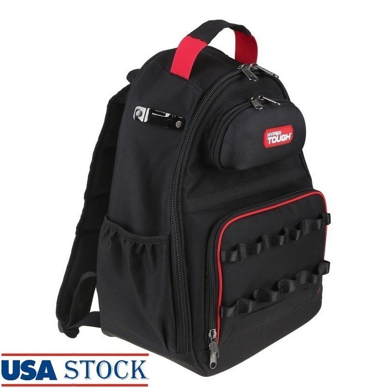 Portable Tool Backpack W/ 20 Pockets External Tape Measure Clip Padded Straps US