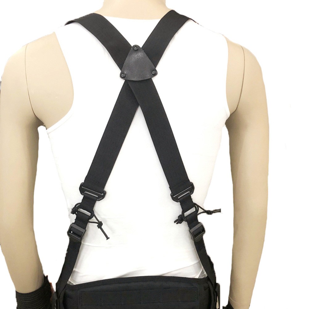 Black Adjustable Heavy Duty Suspenders Bag Durable X Back for Outdoor Work