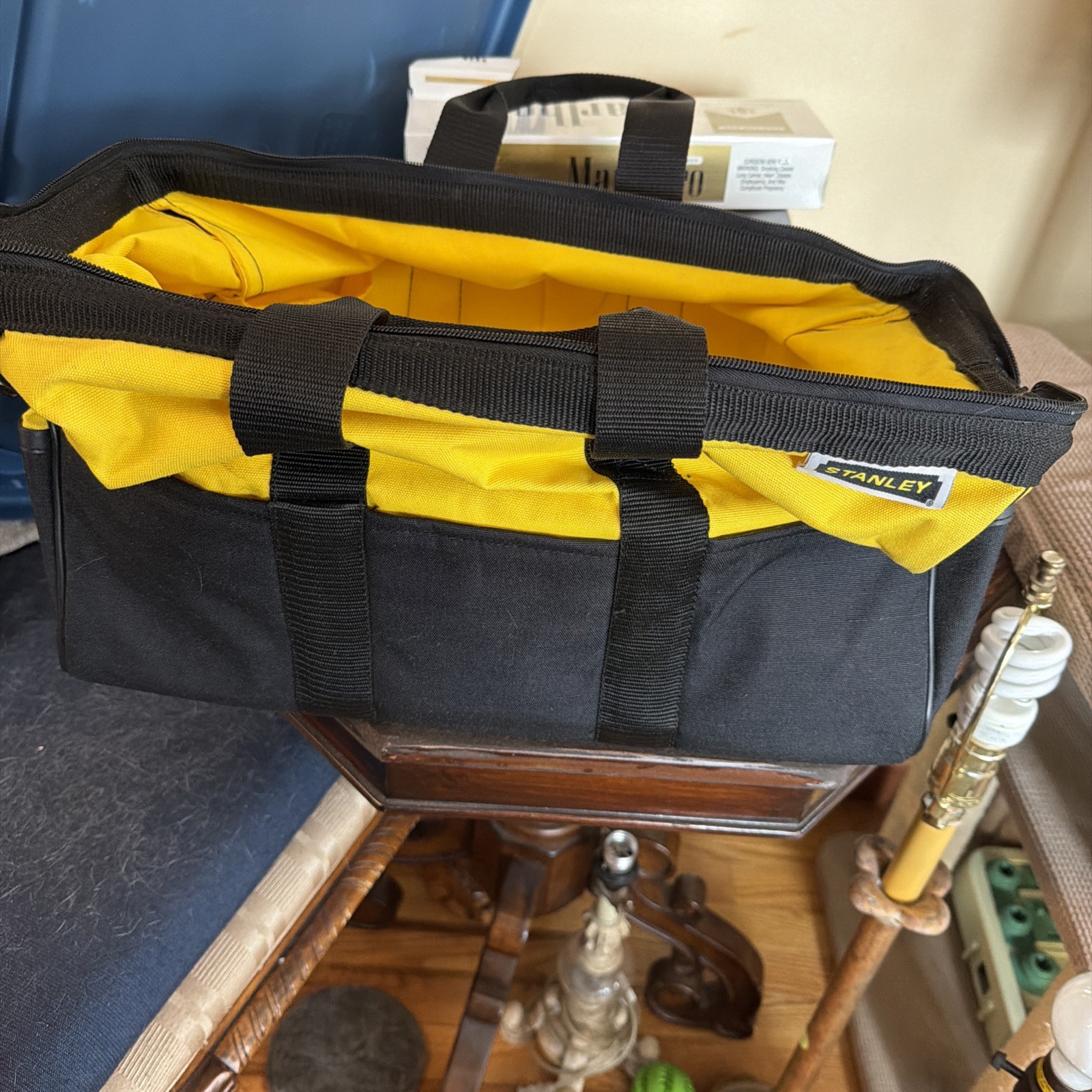 18 in./460mm Vintage Stanley Waterproof Nylon Tool Bag Yellow Dads Make A Differ