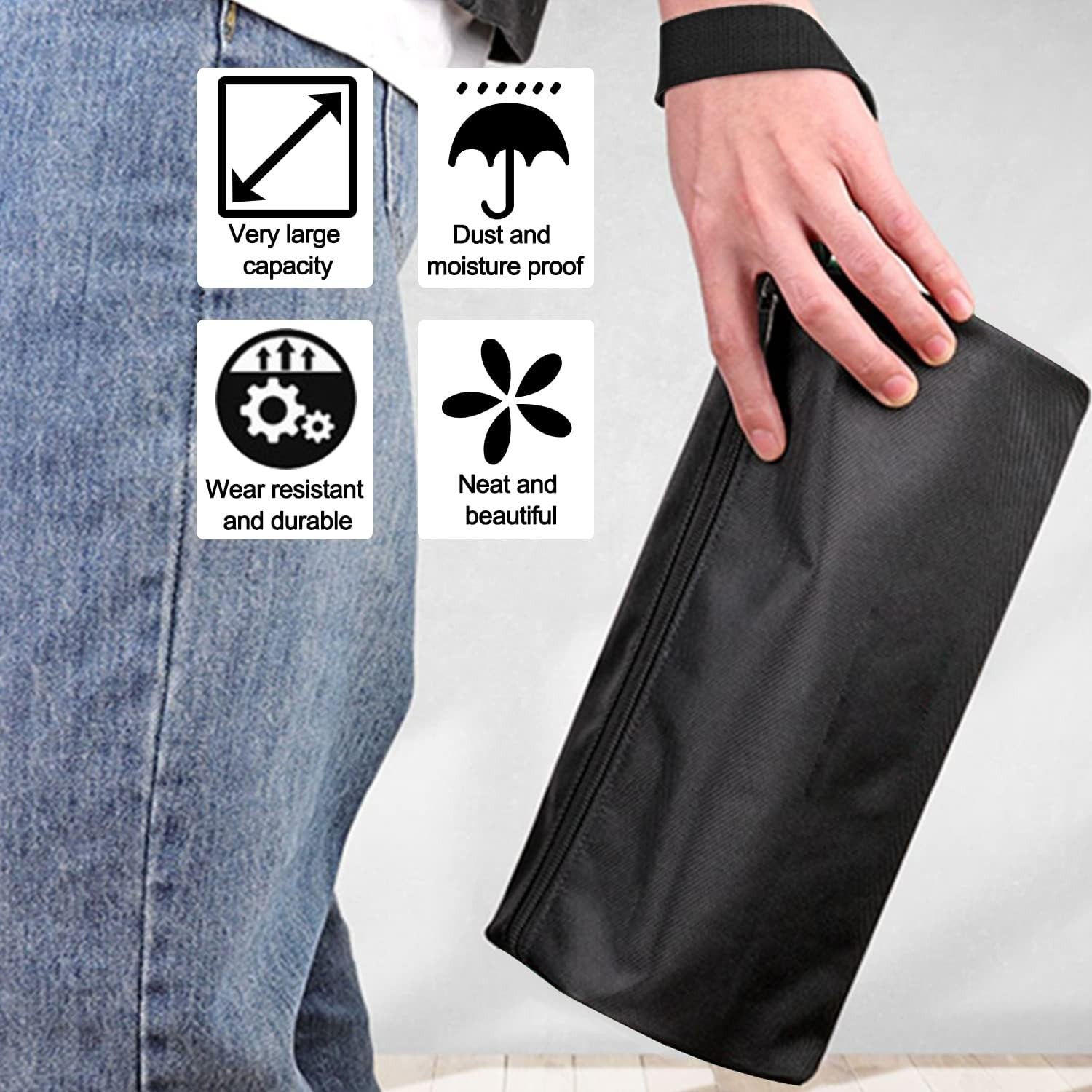 5 Pack Canvas Tool Pouch of Two Sizes, Tool Pouches with Zipper, Multipurpose…