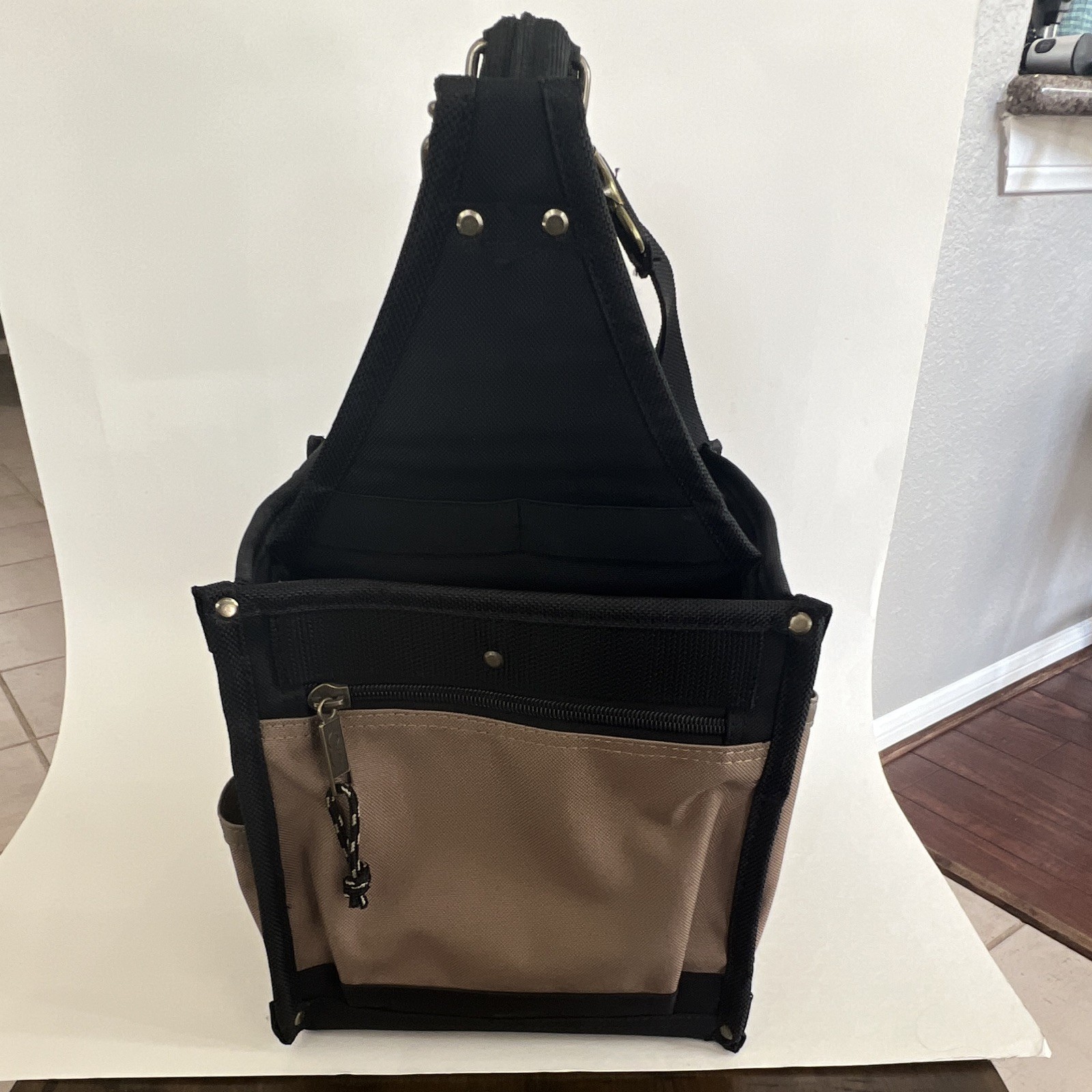 CLC Black/Tan Ballistic Nylon Tool Bag Tote with Pockets & Shoulder Strap
