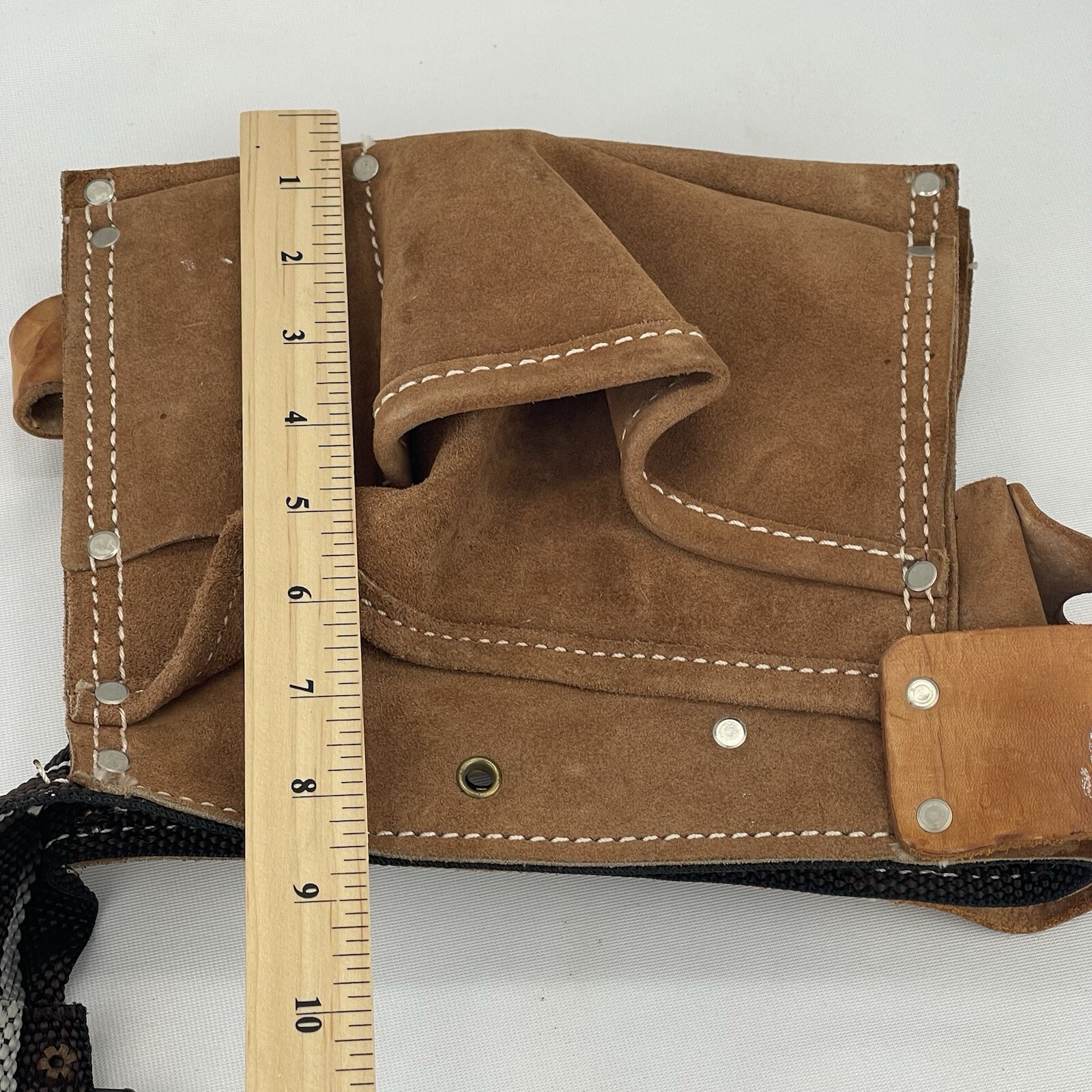 Vintage Nicholas Top Grain Leather Split Cowhide Adjustable Tool Belt #493X