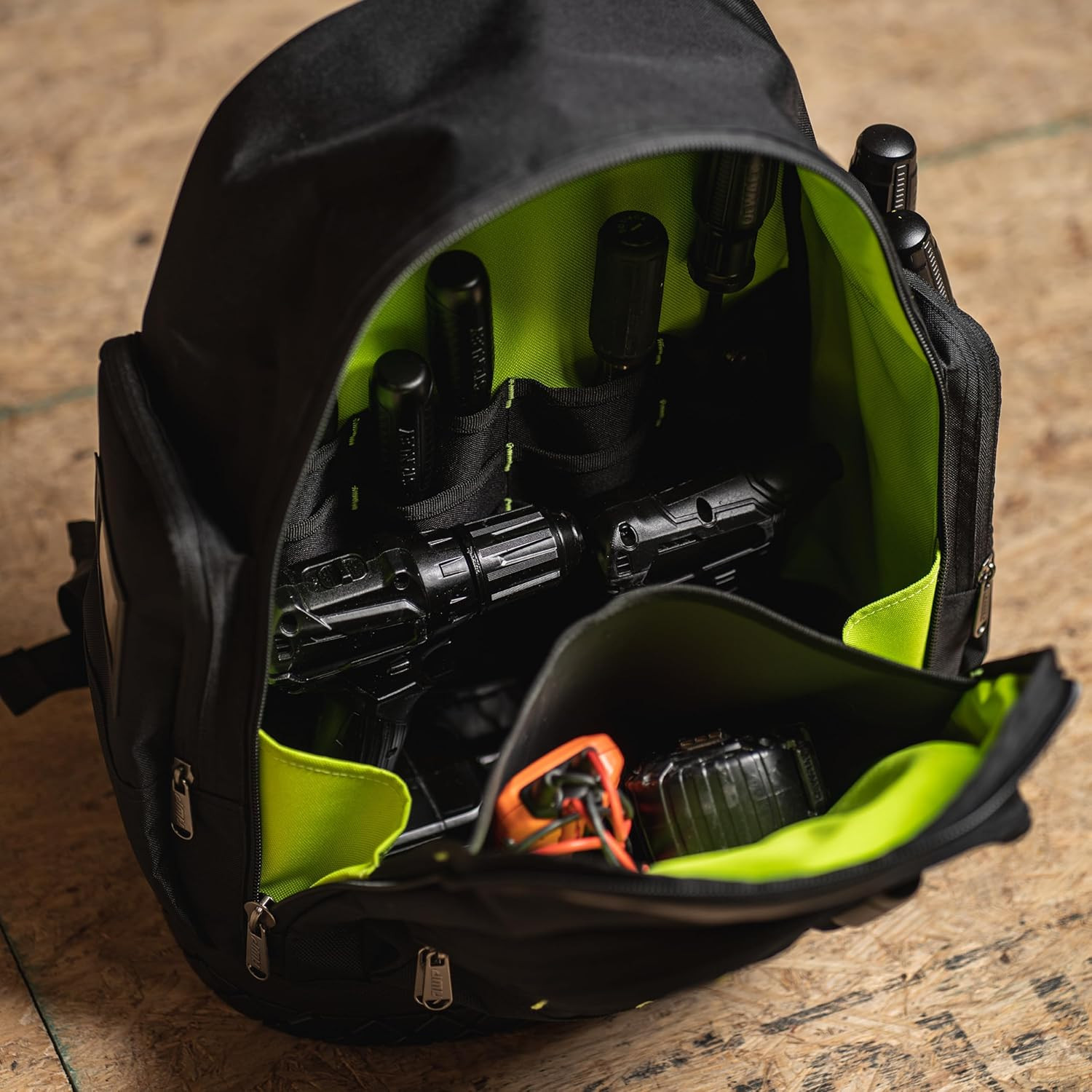 Extreme Tool Backpack, Rugged Polyester Jobsite Backpack with Waterproof Molded