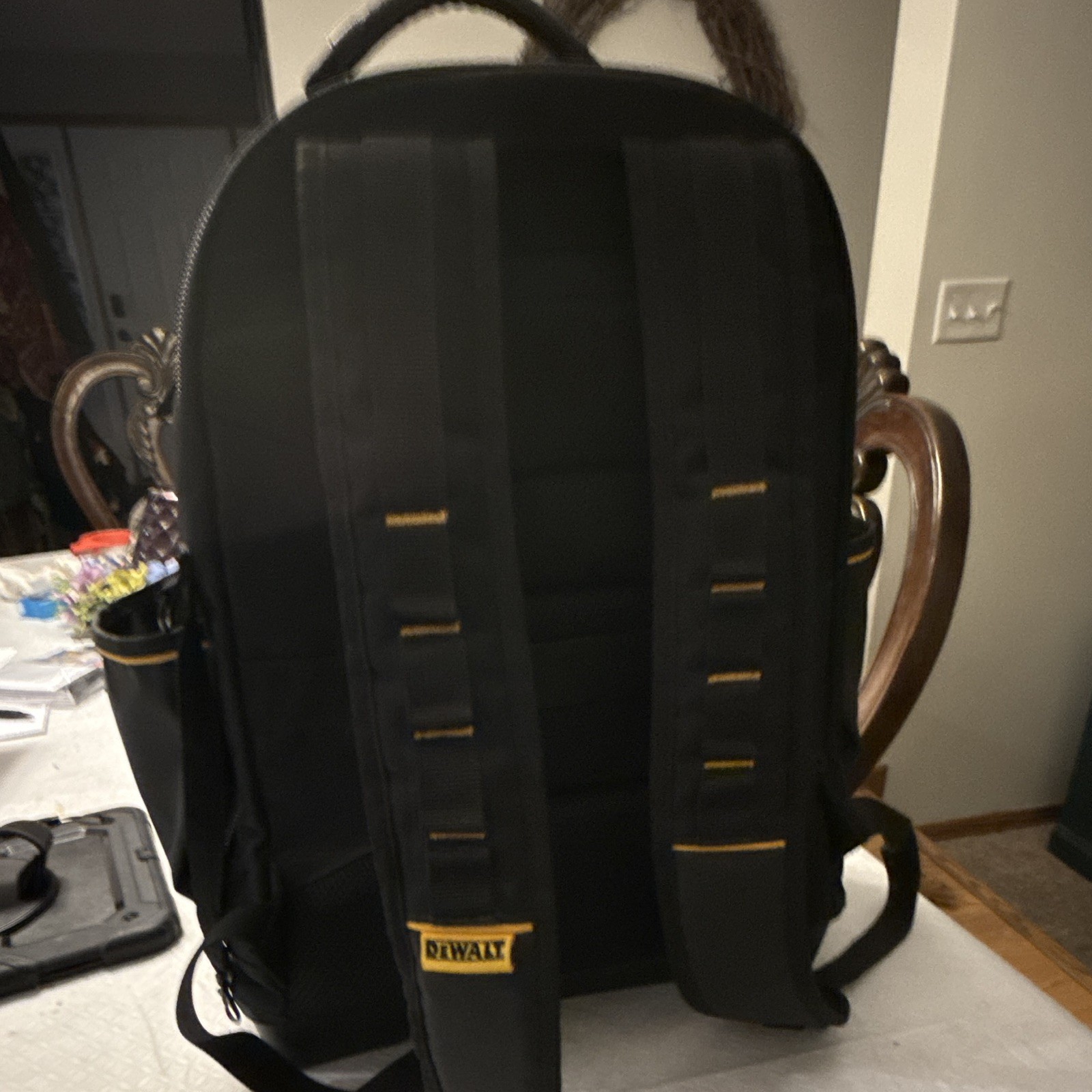 DEWALT Tool Backpack Black/Yellow Fabric Water Resistant Padded Straps