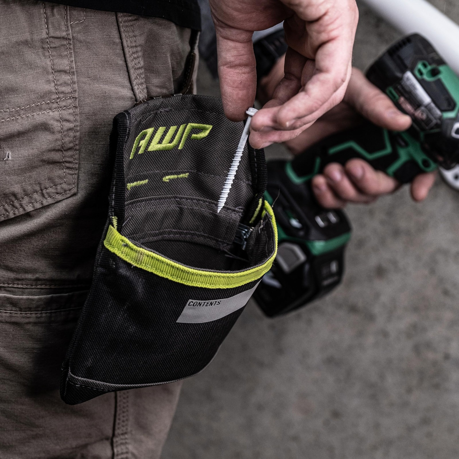 AWP TrapJaw Clip-on Fastener Pouch with Spring-Loaded Technology, Metal Belt Cli