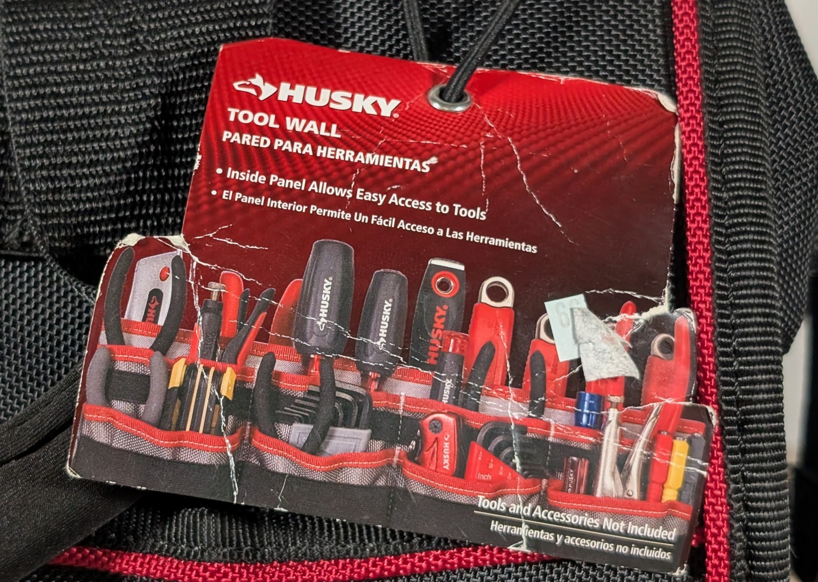Husky 16 in Large Mouth Tool Bag with Tool Wall, Strap & Carry Handle 37 Pockets