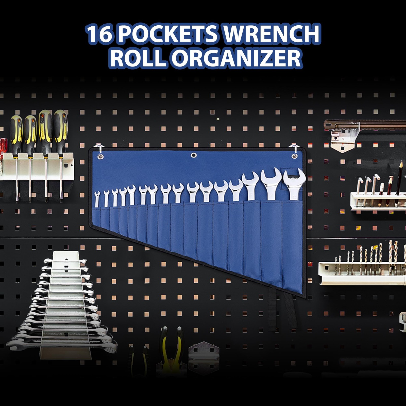 QualiapeX 16 Pockets Wrench Roll 24 inches x 18 x 0.5