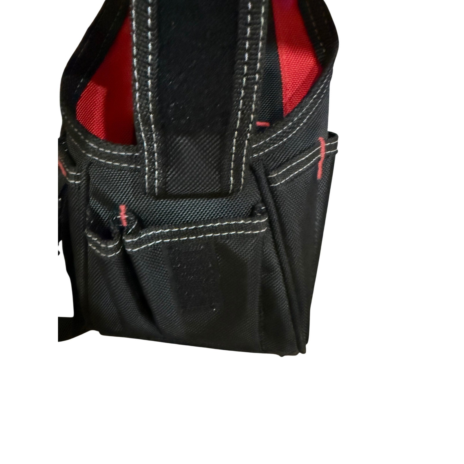 Bauer 7 Pocket Utility Pouch Tool Bag Belt Clip Black Red Polyester 58821