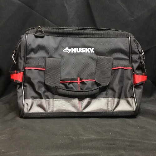 Husky Tool Bag 11″ H X 14″ W 8-Pocket Zippered Top Heavy Duty Fabric Black