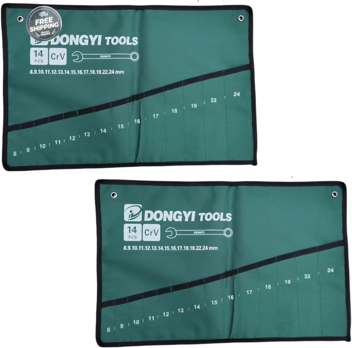 2 Pack Wrench Roll up Pouch Wrench Set Roll Organizer 14 Pocket Slot Canvas Tool