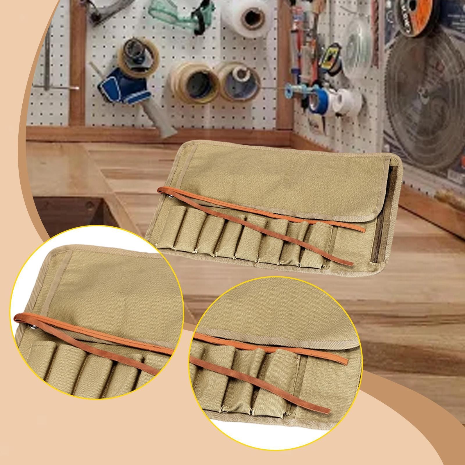 8 Slots Roll up Bag Hardware Tools Organizer for Wrenches Household Repairs