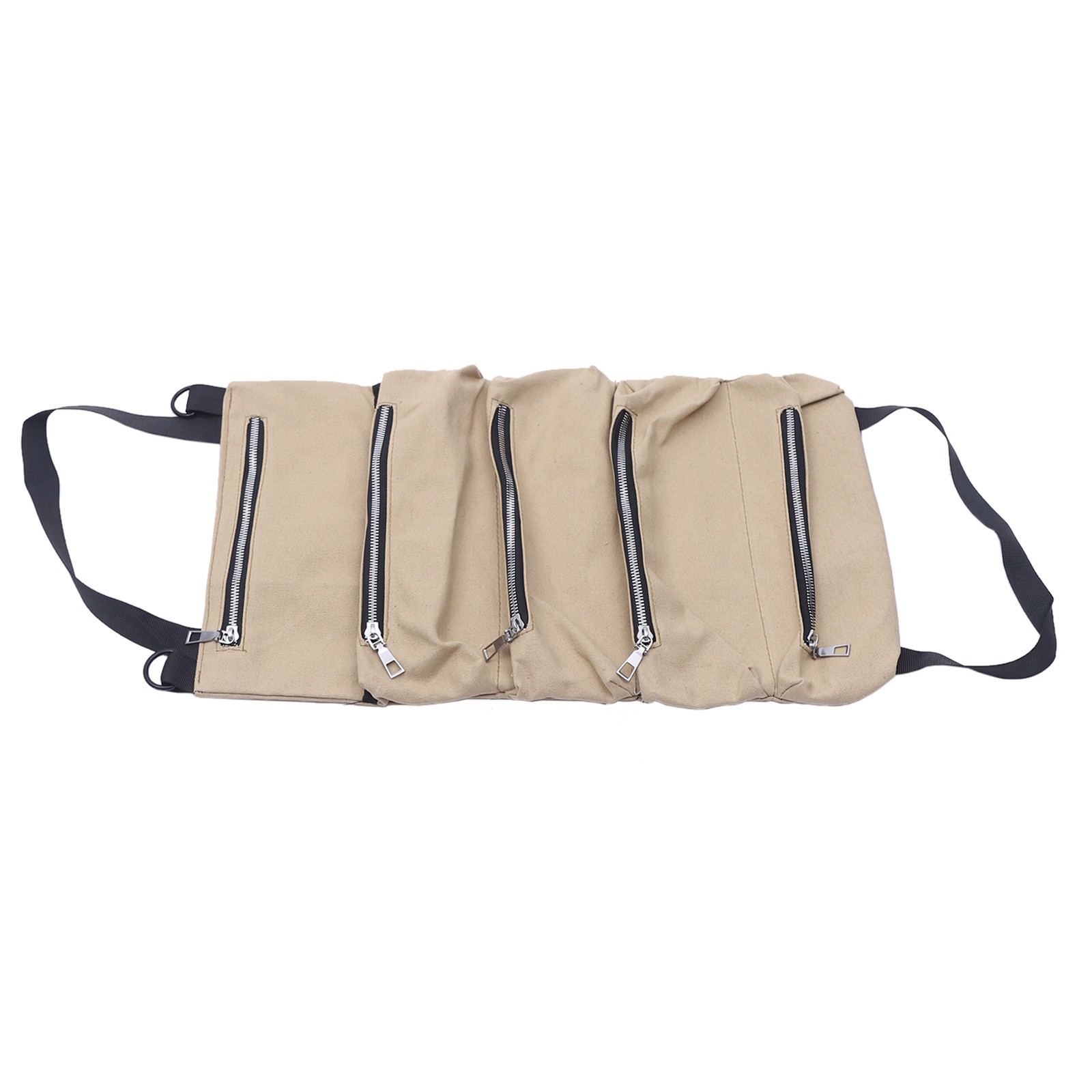 Scratch Resistant Roll Bag Heavy Duty Canvas Roll Up Tool Bag with 5 Pockets