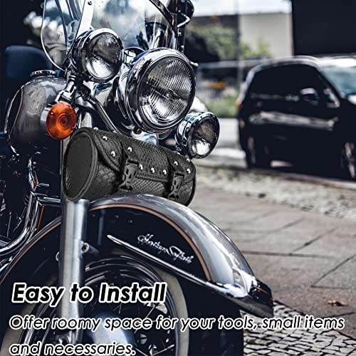 Motorcycle Tool Bag, Motorcycle Fork Bag PU Leather Medium Black Crocodile
