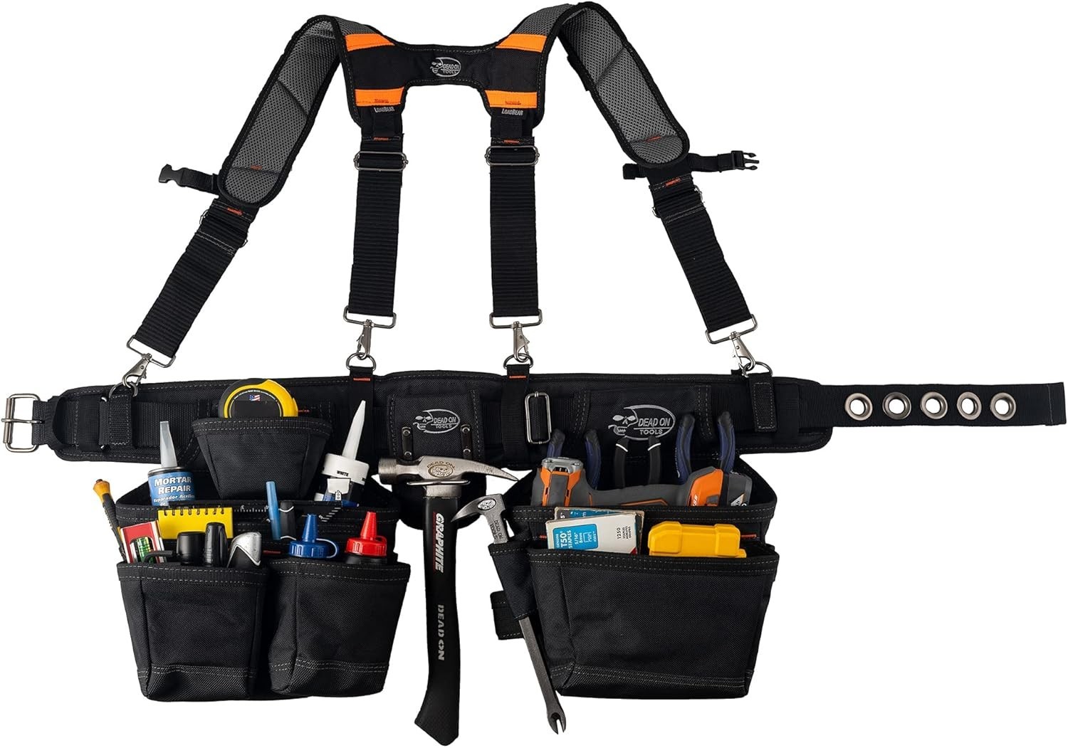 Tools Carpenter Tool Belt w/ Suspenders 1680D Poly Black HDP400945