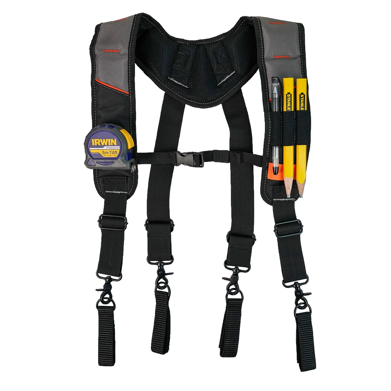 Tool Belt Suspenders Padded Work Suspender With Attachment Loops For Men Grey