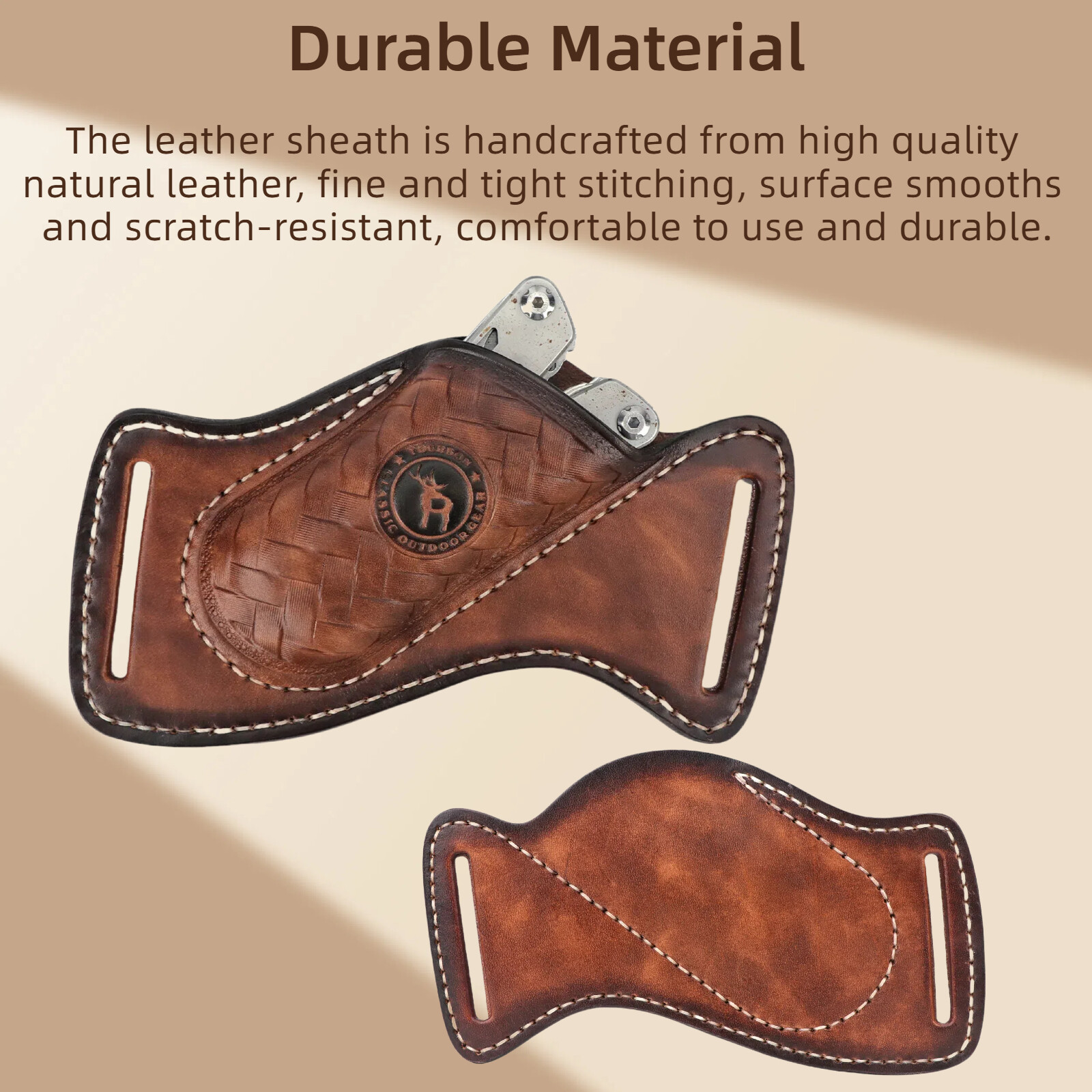 TOURBON Leather Sheath for Camping Knife – Belt Holster Pouch for EDC Pocket
