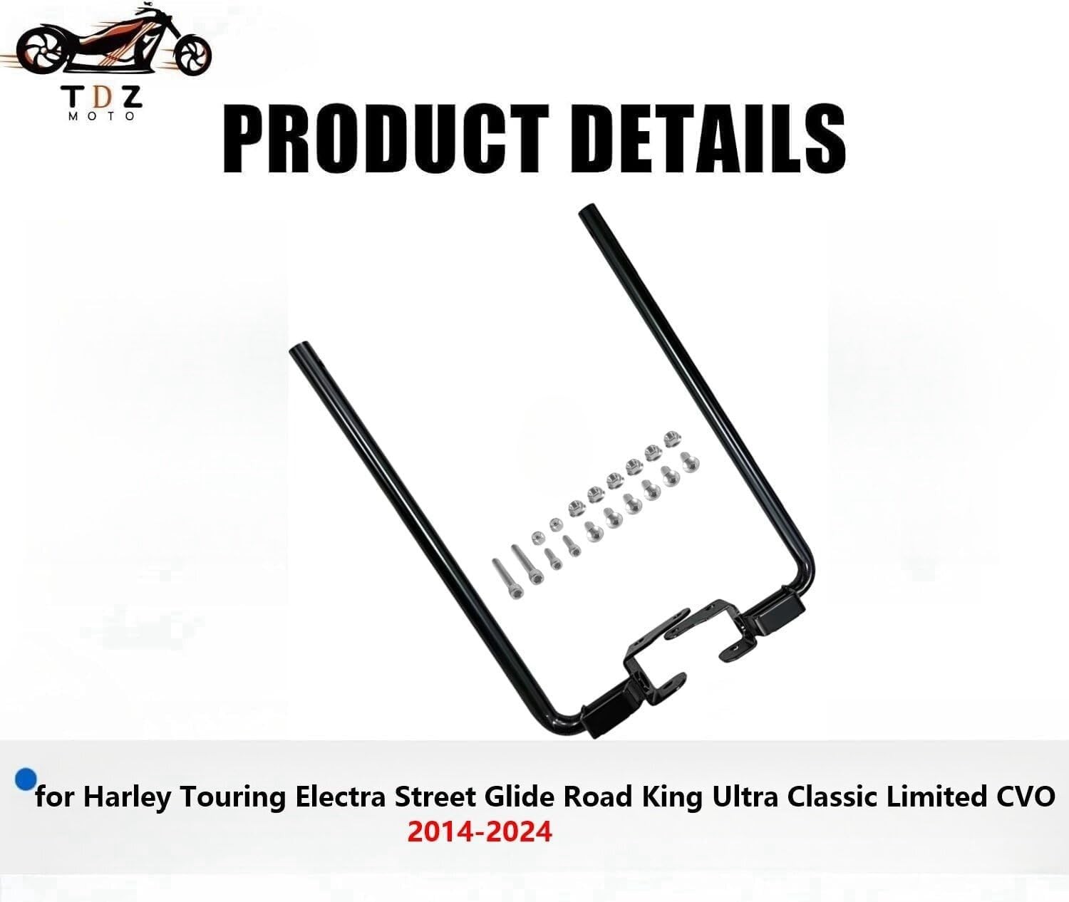 TDZ Gloss Black Rear Saddlebag Lower Supports Fit for 2014-2024 Harley Touring E