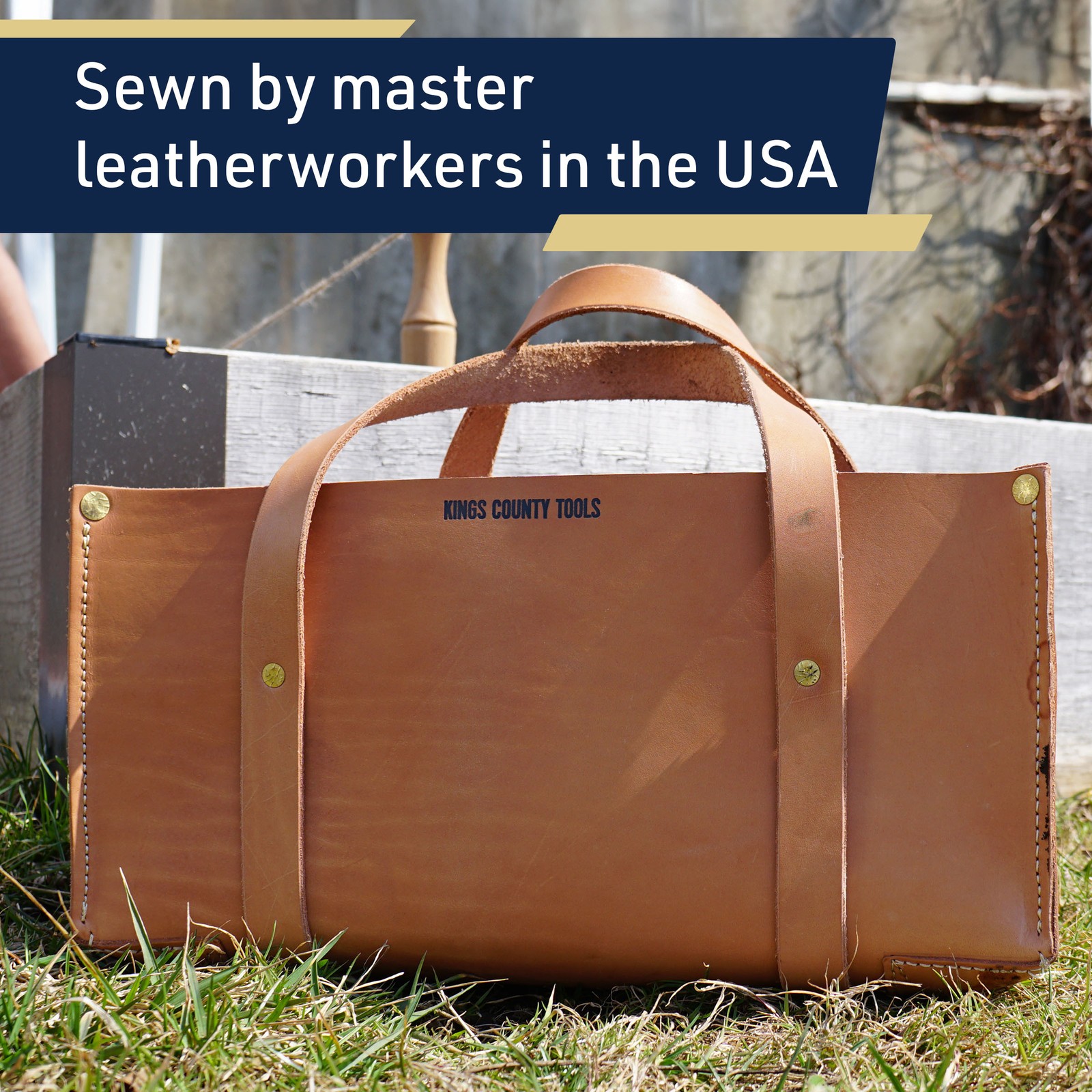 Buffalo Leather Tote Tool Bag Large Utility Tote Bag for Hand Tools, Gardening
