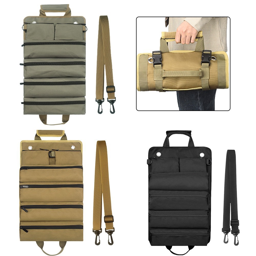 Heavy Duty Tool Roll Bag with Waterproof Coating and Reinforced Stitching