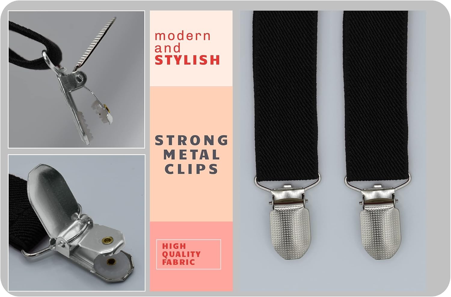 trilece Suspenders for Men – Adjustable Y Back Costume Tuxedo Dress Black