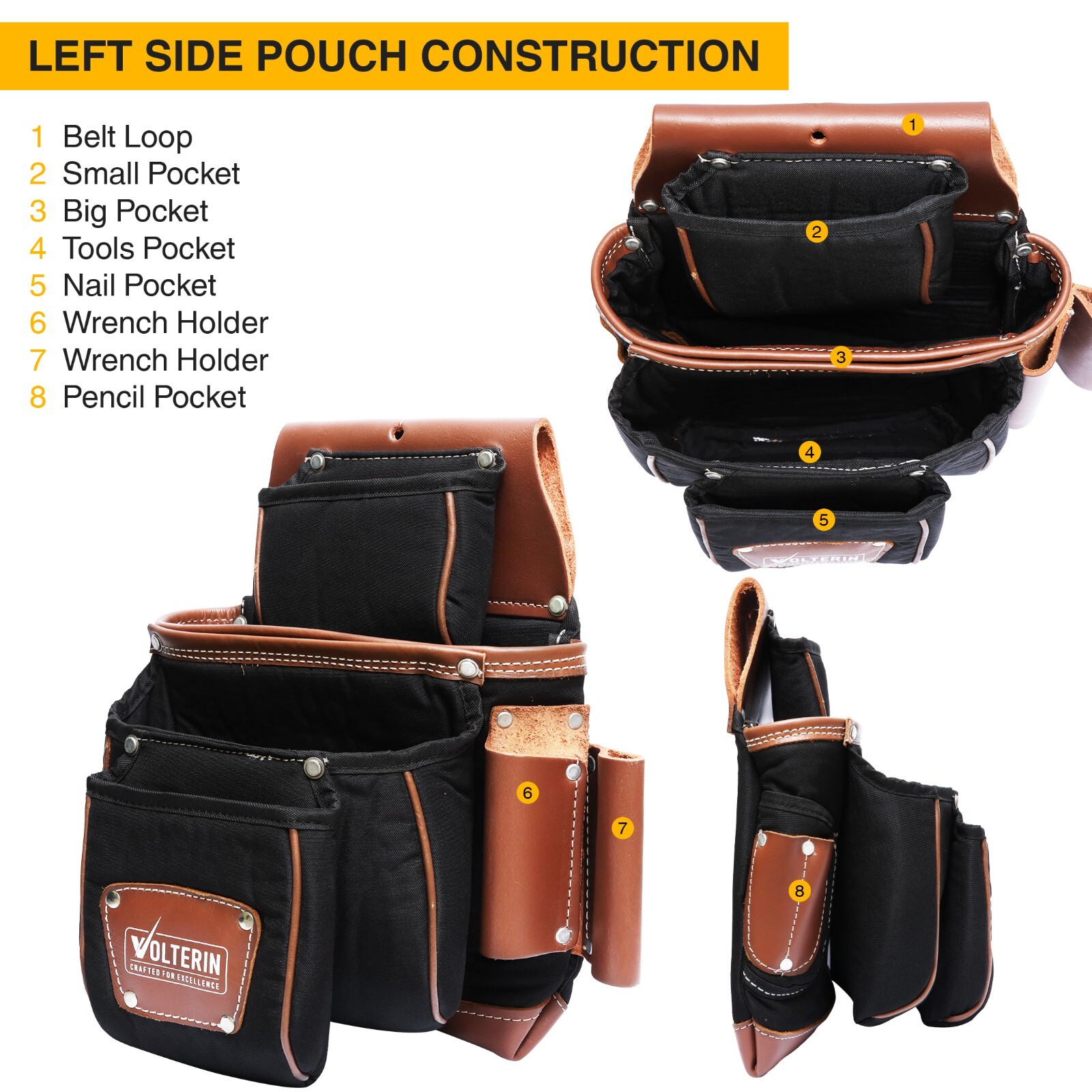 Leather And Nylon Tool Belts For Men Framer’s Carpenter Electrician Leather Belt