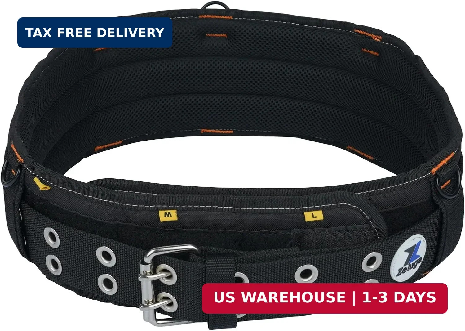 Zeluga 20-222 Heavy Duty Polyester Tool Rig Padded Belt, Black