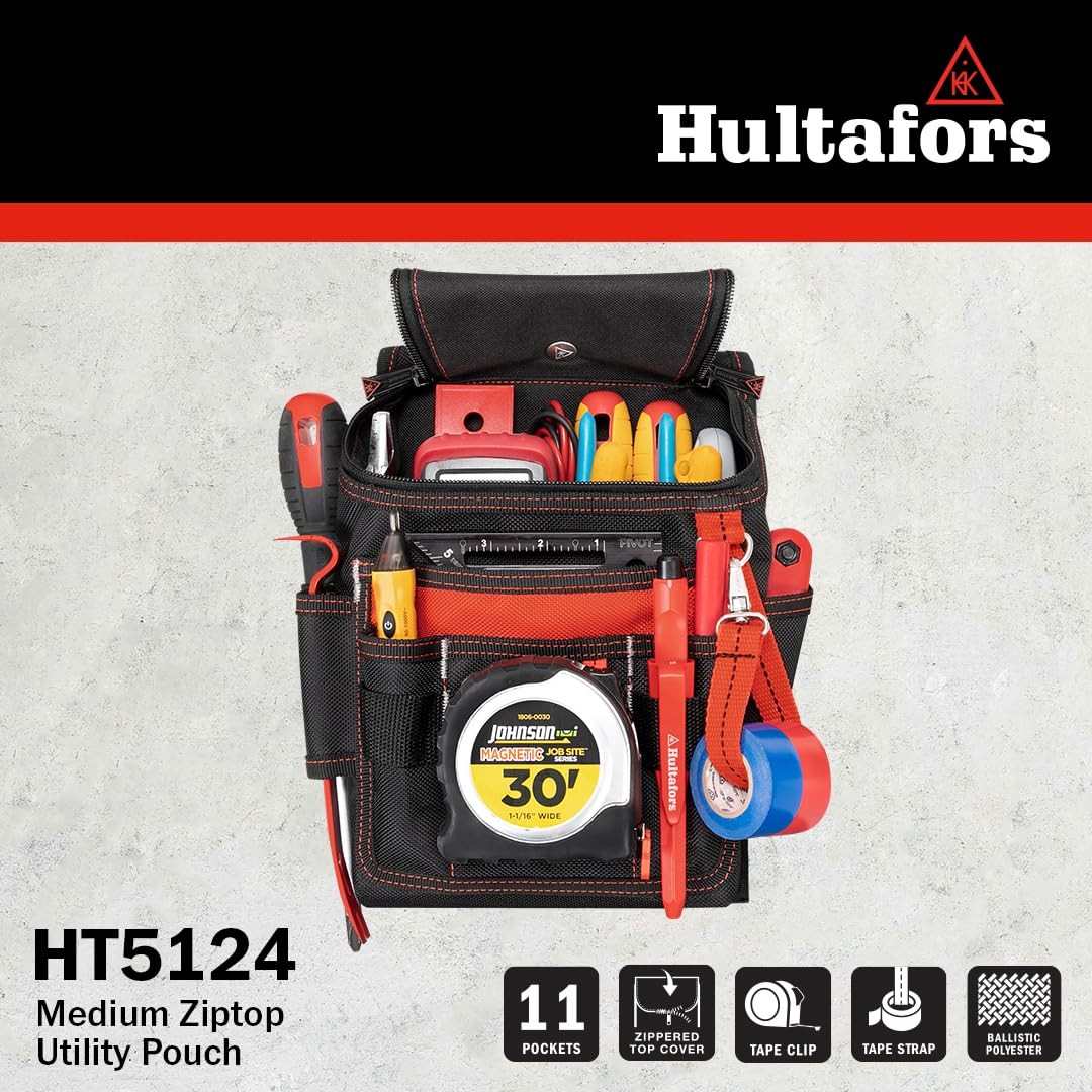 HT5124 Medium Ziptop Utility Pouch Heavy Duty Ballistic Polyester Tool Bag