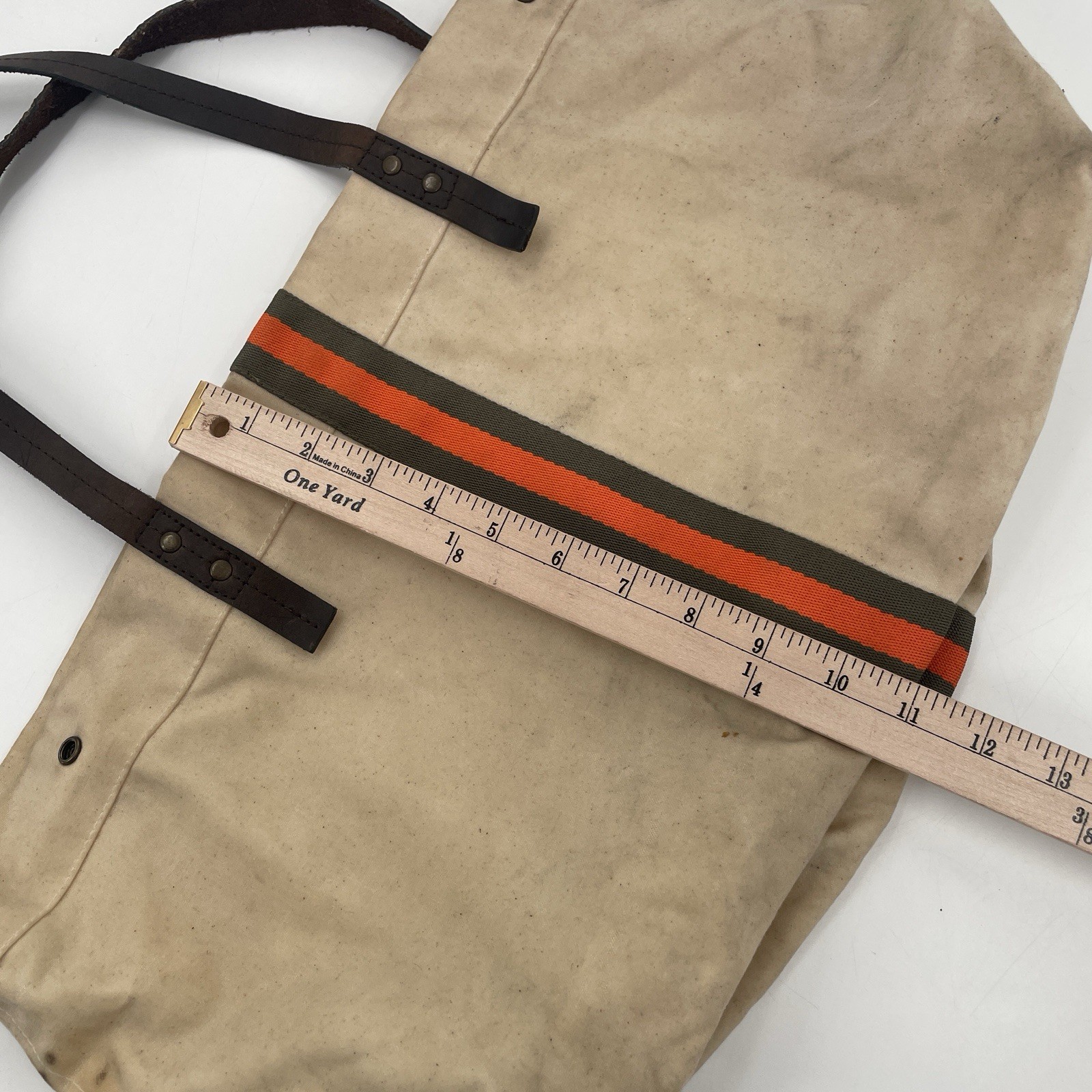 Birdkage Waxed Canvas Utility Tote Bag – 20”x10” – Snap Closure – Leather Straps