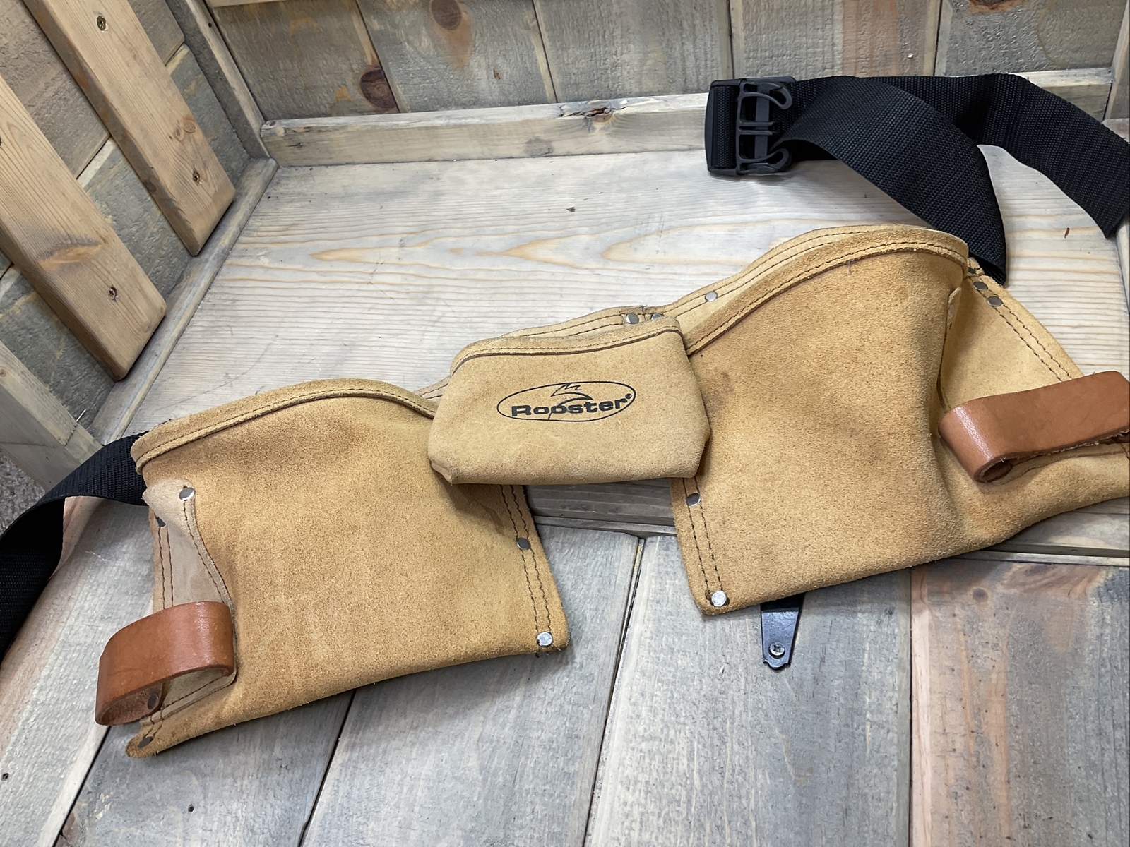 Rooster Suede Leather Tool Belt Carpenter Work Belt Beige Adjustable
