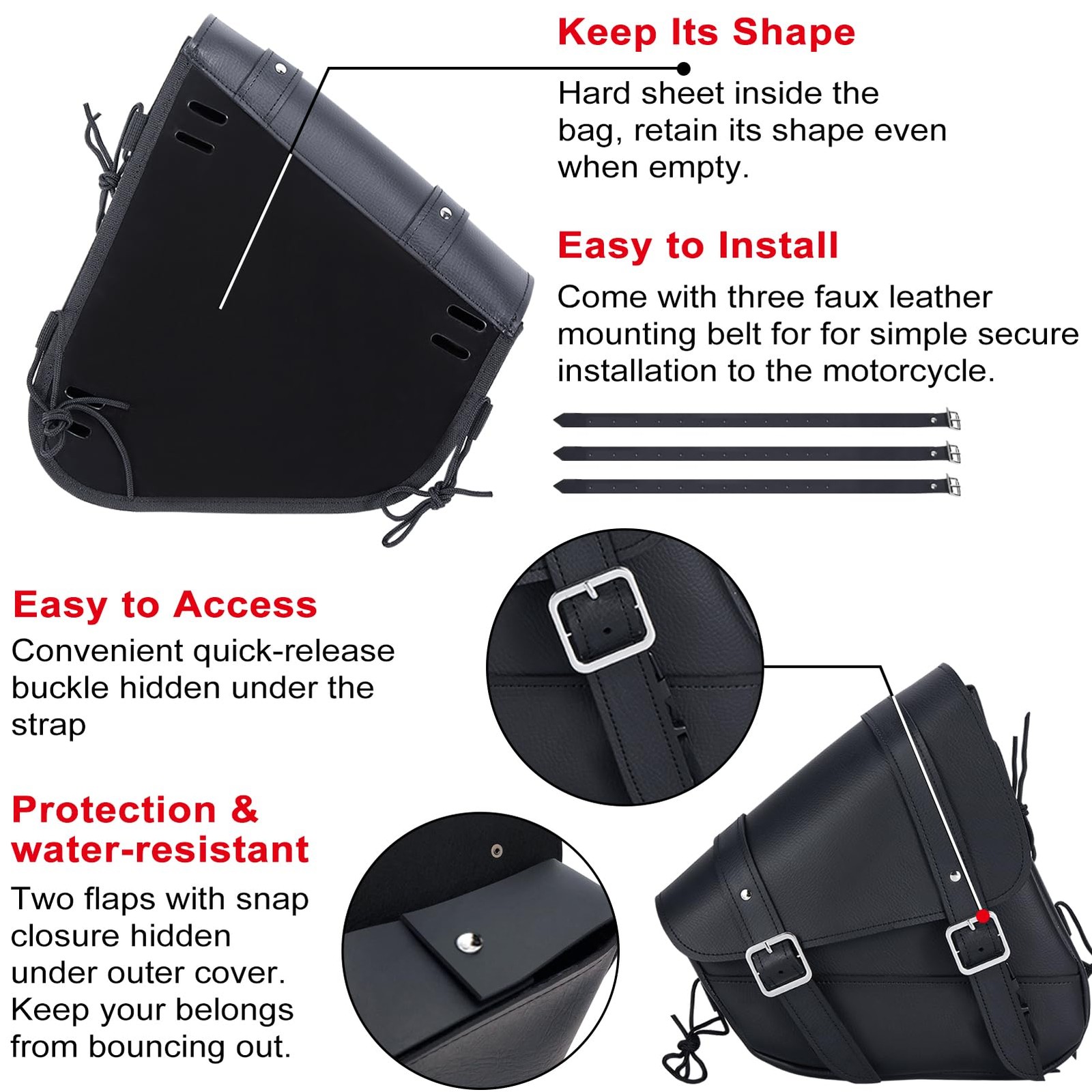 Motorcycle Swingarm Bag with Black Synthetic Leather, Swing Arm Bag Motorcycl…