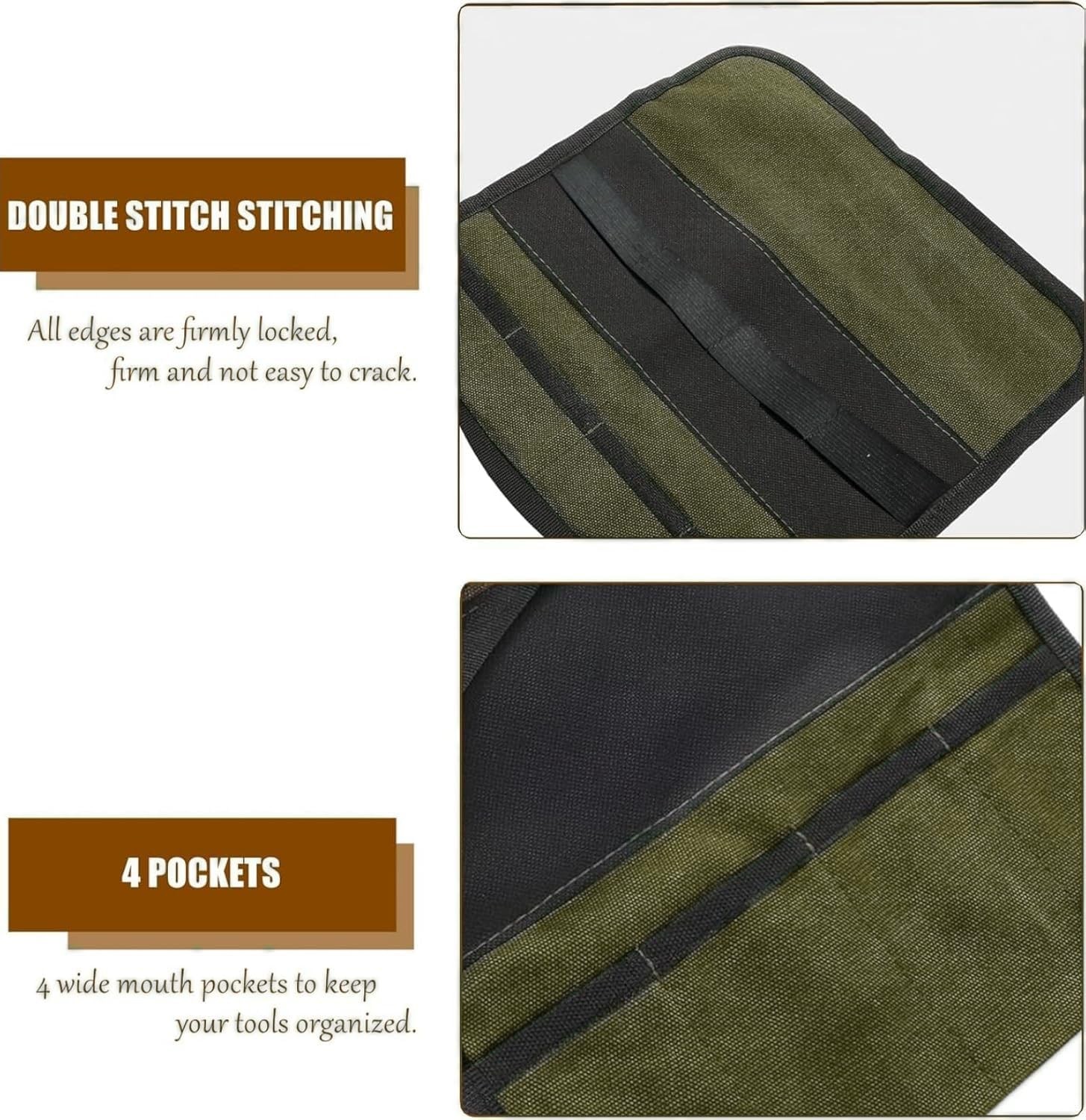 BLIRITEL Small Canvas Chisel Roll, Chisels Bag Tool Organizer with Army Green