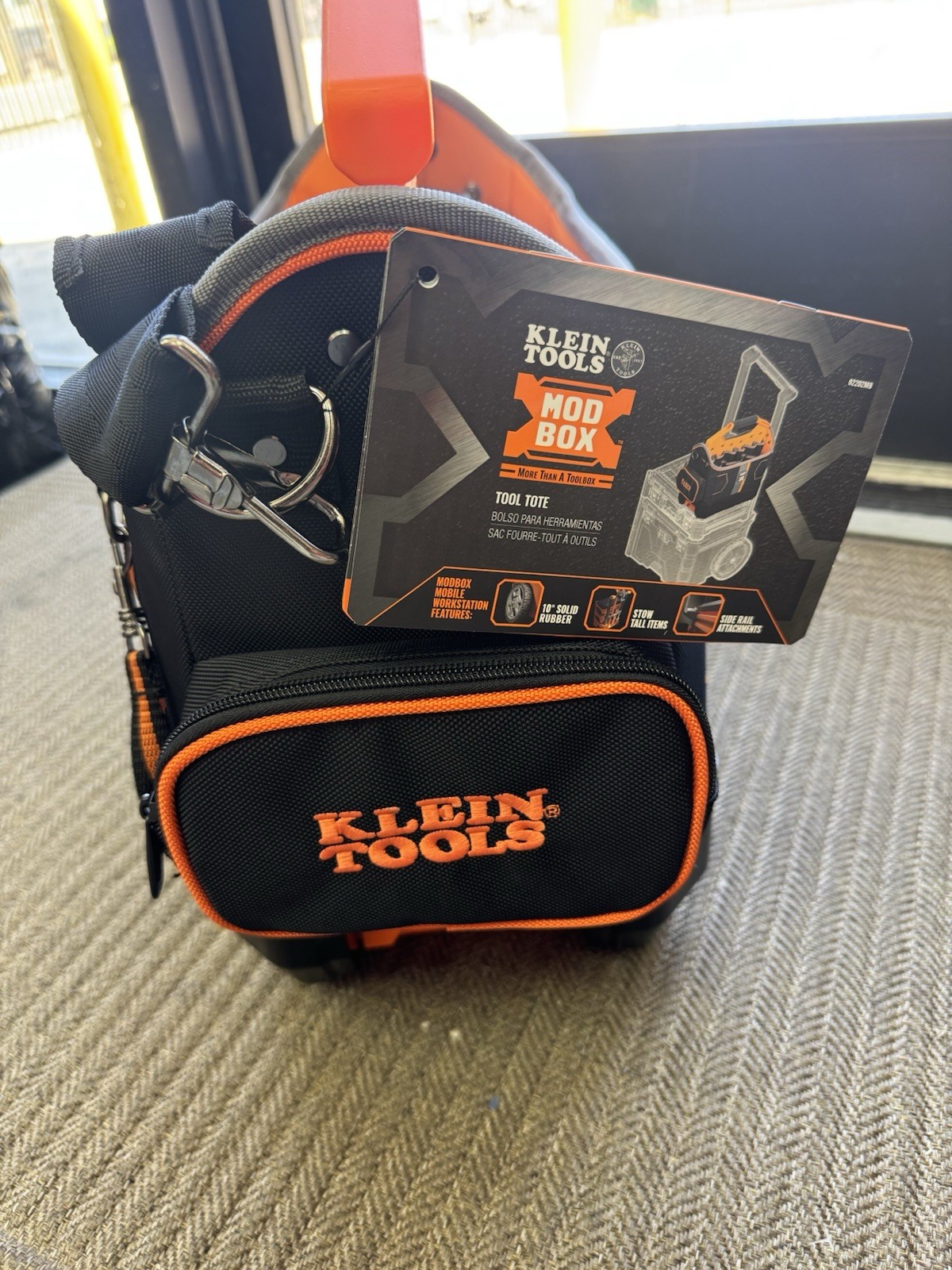 Klein Tools 62202Mb Tool Bag, Black/Orange, 1680D Ballistic Weave Body; Hard