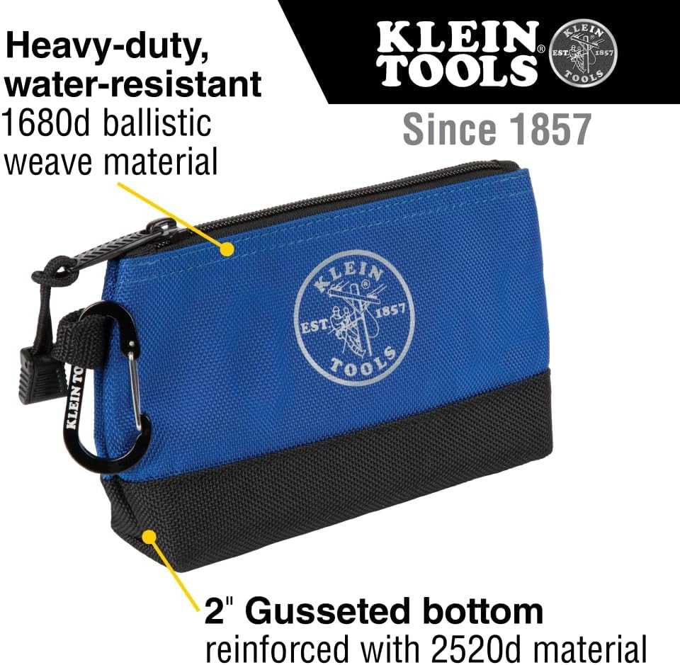 55559 Stand-Up Zipper Bag Tool Pouch with Carabiners, 7-Inch Blue and 14-Inch Gr
