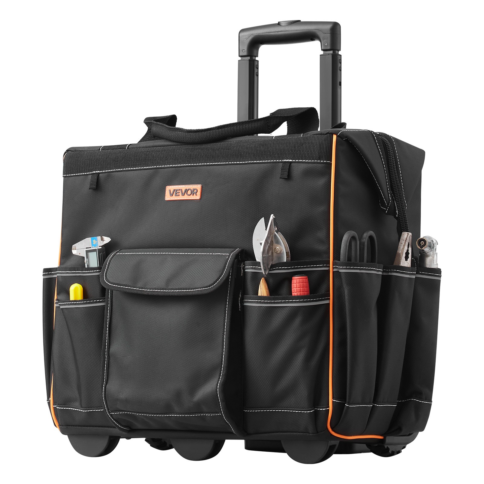 VEVOR Rolling Tool Bag 25 Pockets Heavy Duty Roller Tool Bag Telescoping Handle