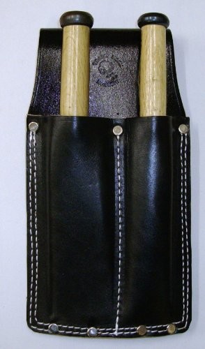 KOZUCHI Black Leather Chisel Case for 2 Chisels (1 inch and 1.6 inch) with