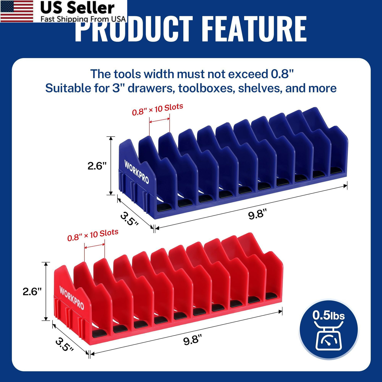 Plier Organizer Rack WORKPRO 20 Slot Non-Slip Base Tool Box 2 Pack Fast Ship USA