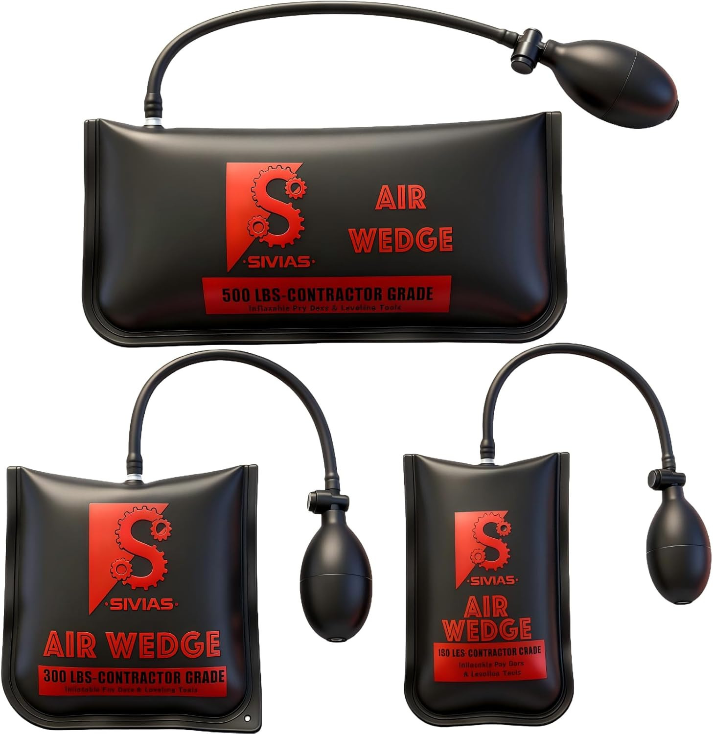 Air Wedge Shim Kit 3 Sizes Inflatable Pump Bags Leveling Alignment Tool 500lb XL